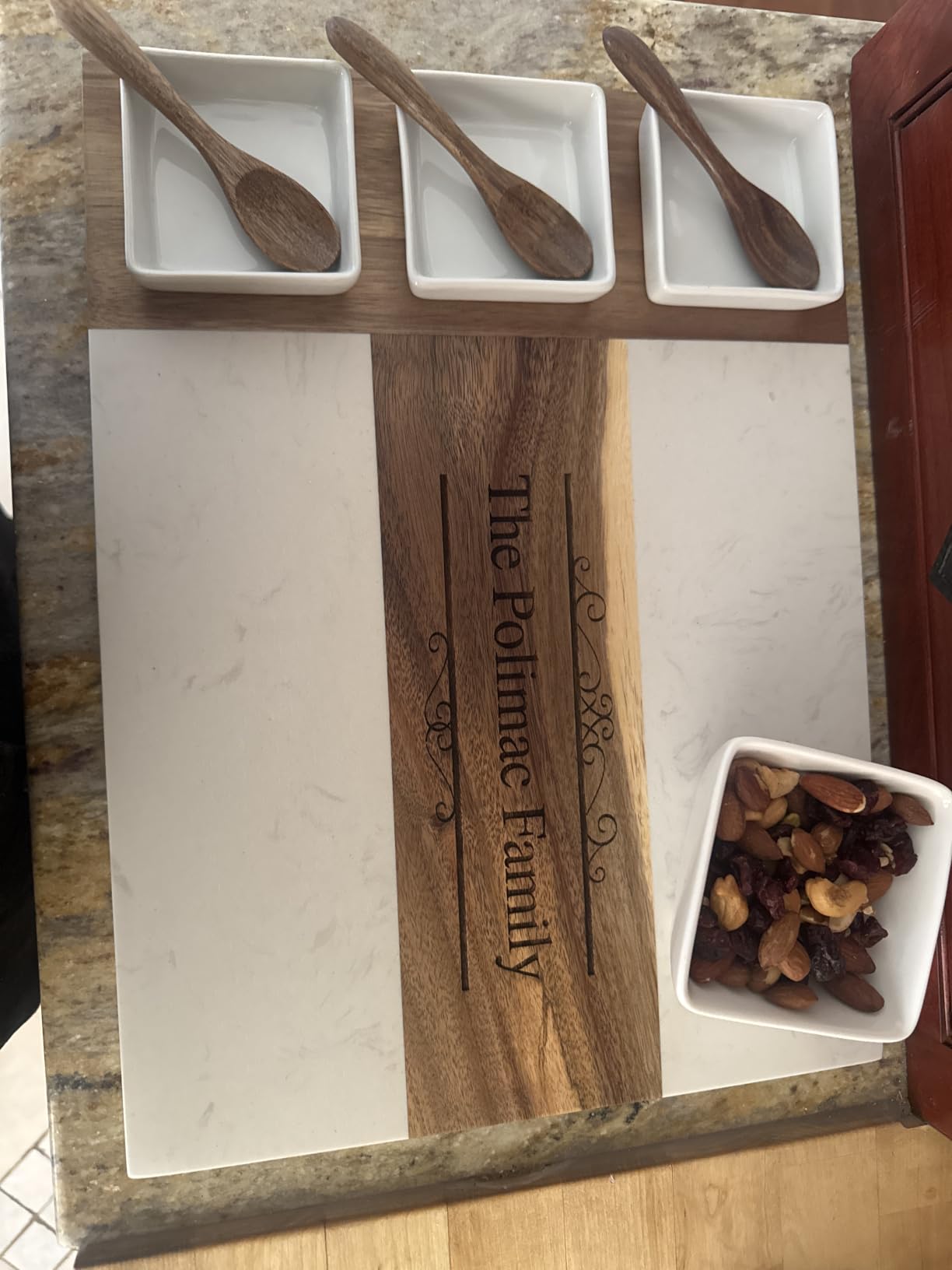 Personalized Charcuterie Board Set, Custom Engraved Marble Cheese Board with Knife Set, Wedding Engagement Gift for Couples, Bridal Shower & Housewarming Gift customer photo 1