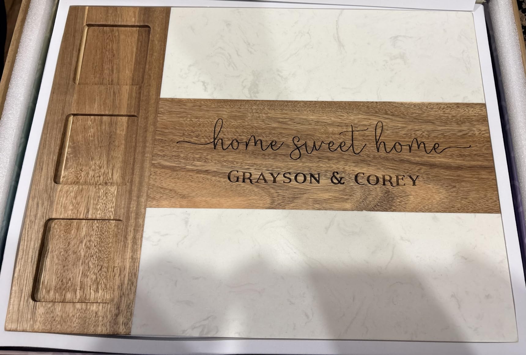 Personalized Charcuterie Board Set, Custom Engraved Marble Cheese Board with Knife Set, Wedding Engagement Gift for Couples, Bridal Shower & Housewarming Gift customer photo 2