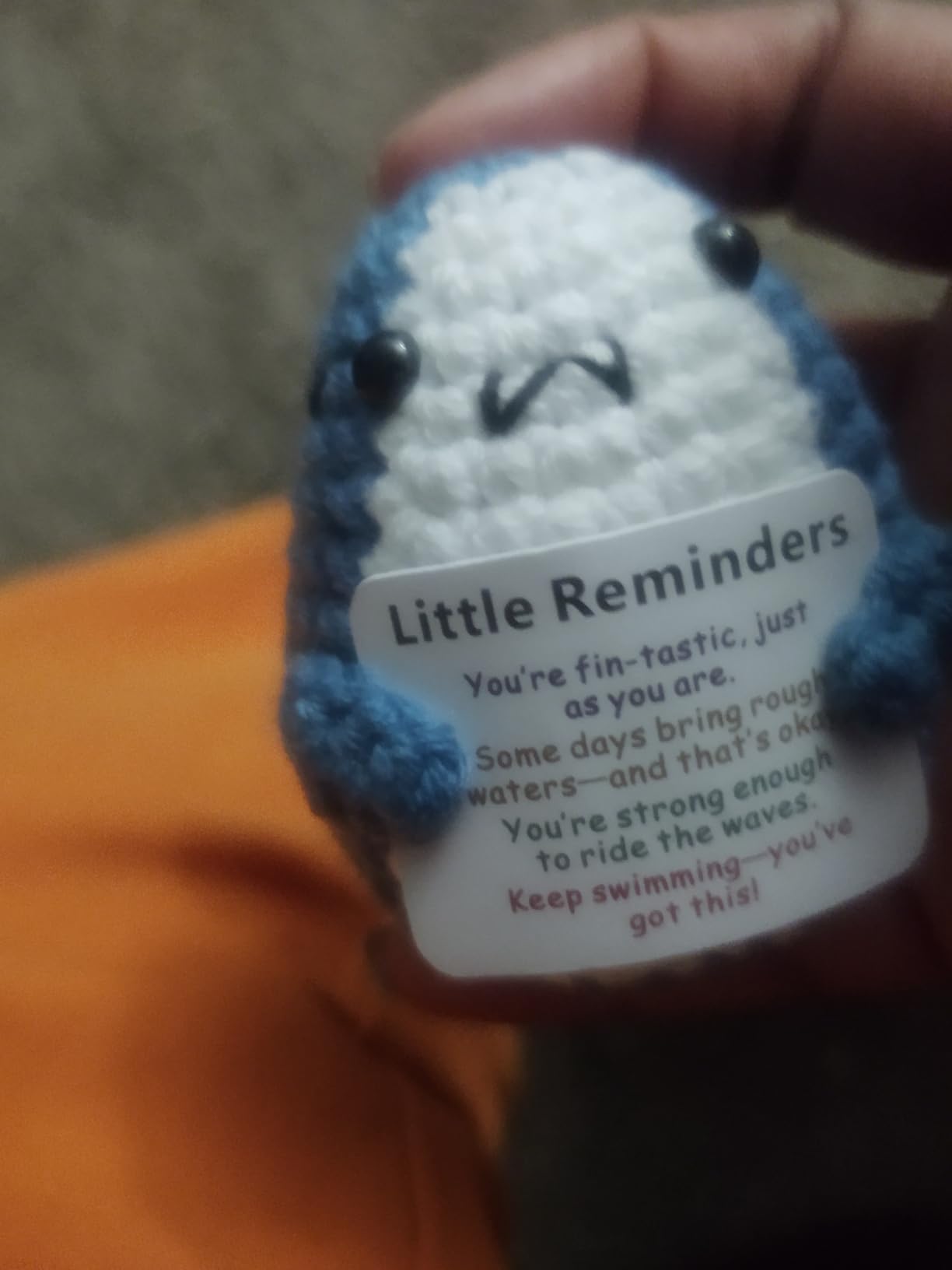 Positive Animals Crochet Shark Gift - Emotional Comfort Shark Plush | Self Care and Mental Health Gift, Uplifting Thinking of You Gifts for Women Men with Support Message customer photo 2