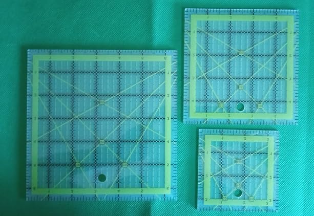 Quilting Rulers, Sewing Ruler, 4 Piece Acrylic Square Quilting Templates, Clear Precision Ruler for Quilting Sewing, Tools Supplies Accessories Green (3.5