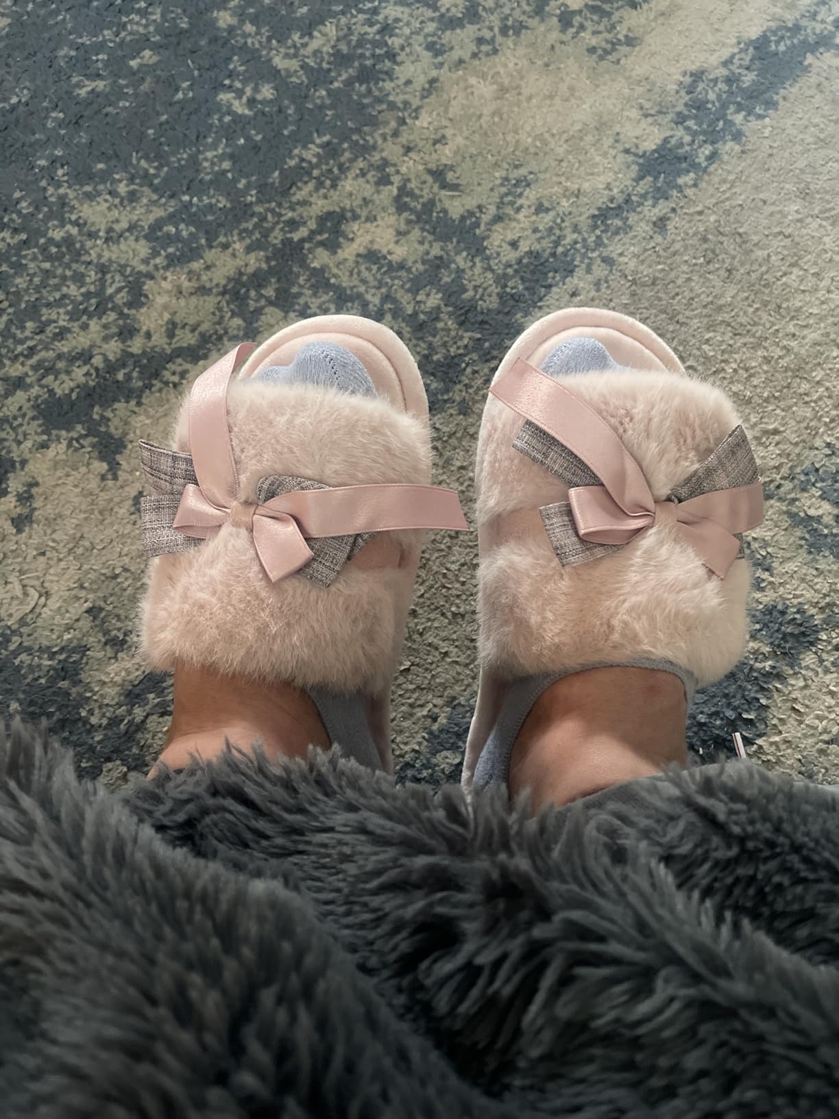 Fuzzy Cute Bow Slippers for Women with Memory Foam Best Gifts customer photo 1