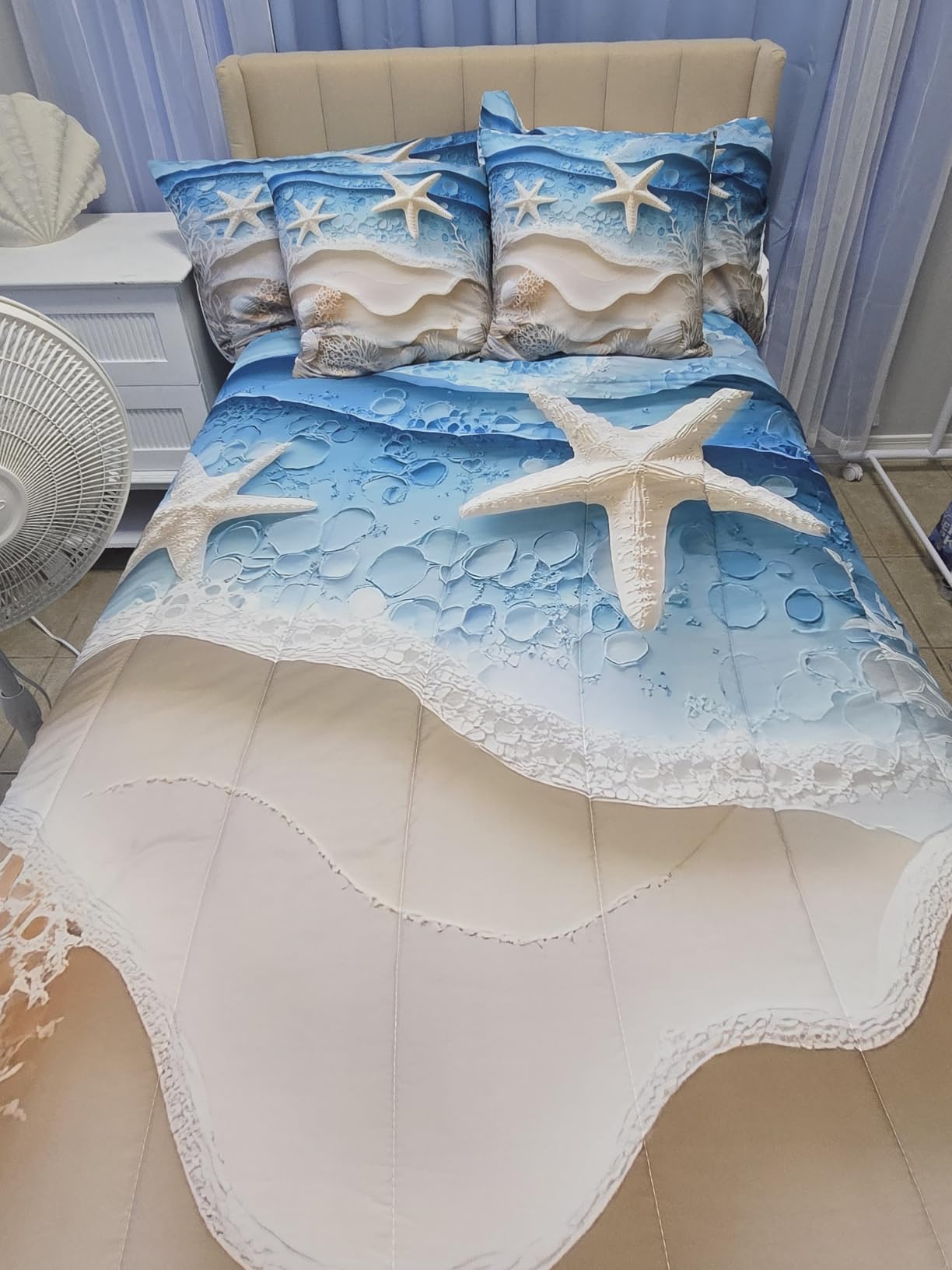 Ocean Crab Bed In A Bag 7 Piece Teal Blue Sea Coastal Queen Comforter Set With Sheets Underwater World Bedding Set For Kids Boys Girls Coral Reef Fish Bed Set Kawaii Marine Life Room Decor customer photo 1