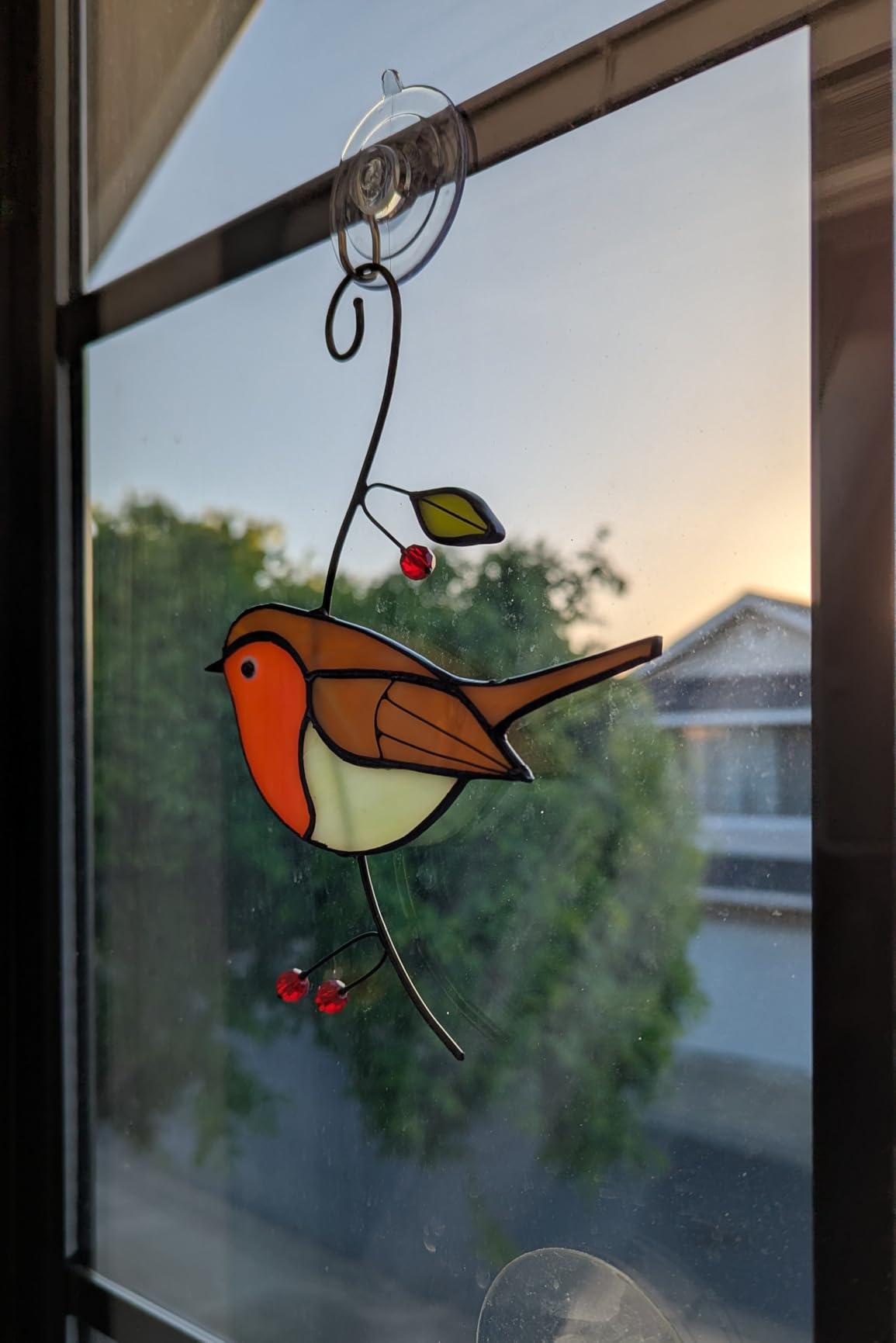 Robin Stained Glass Window Hanging - Handmade Real Glass Robins Suncatcher - Gifts for Women, Mom, Grandma customer photo 2