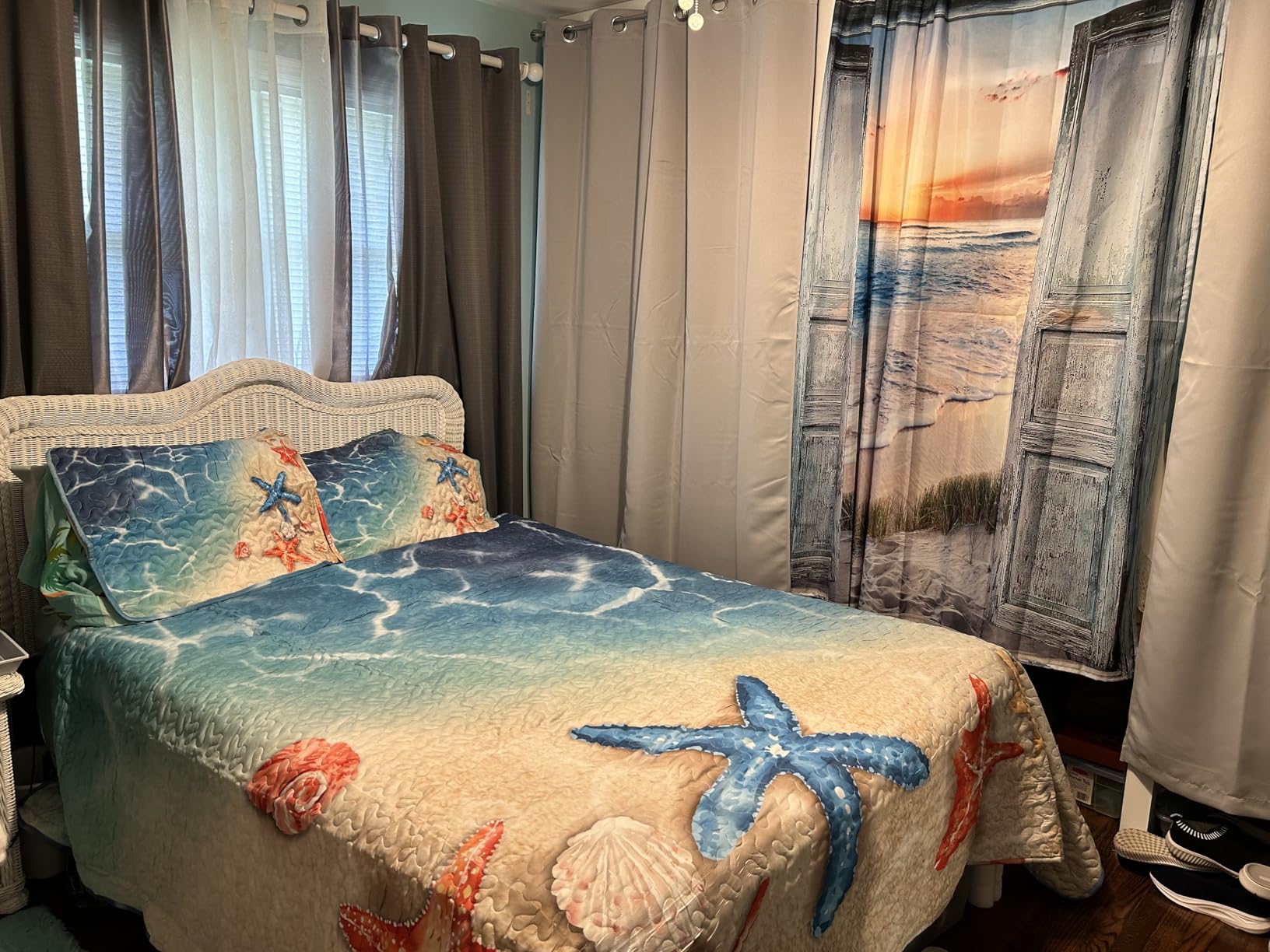 weigelia Coastal Quilt Queen Size, Nautical Lightweight Summer Bedding | Vintage Nautical Design, Soft Lightweight Microfiber, Machine Washable, Beach House Bedroom Decor, 2 Pillowcases, 90''x96'' customer photo 2