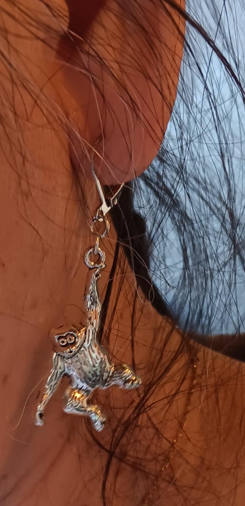 Monkey Lever Back Earrings Gorilla Jewelry, Statement Dangle Earrings customer photo 1