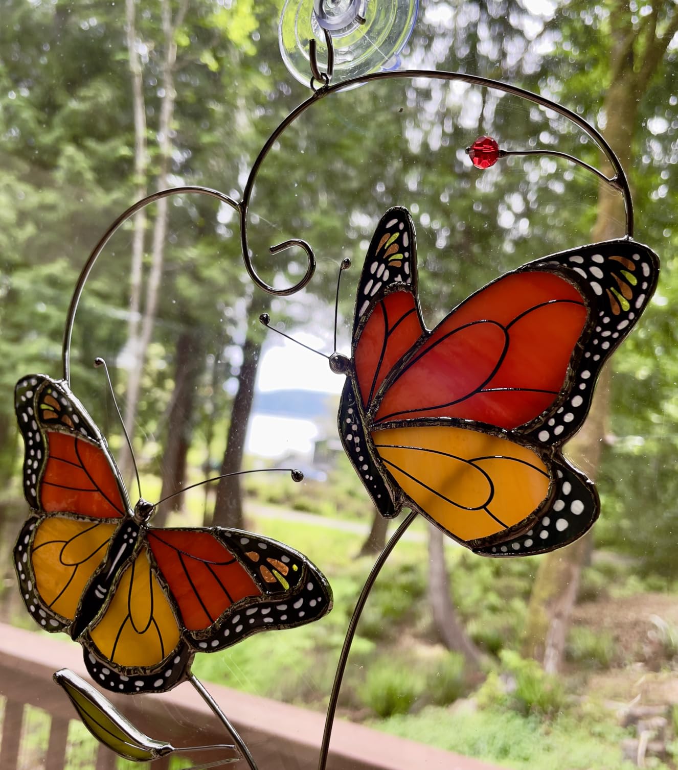 Monarch Butterfly Suncatcher Stained Glass Window Hanging - Real Handmade Sun Catcher Indoor Window, Decorations in Garden Decor, Ornament for Mother Grandma customer photo 2