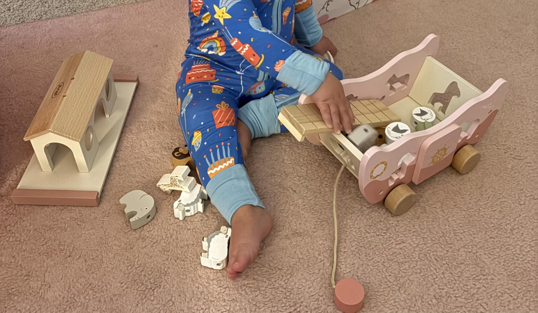 Joyreal Wooden Noah's Ark Toy for 1 Year Old Baby Boy and Girl Baptism Gift | Montessori Educational Toy, Animal Shape Sorter, Christian Toys for Toddler 1-3 customer photo 2
