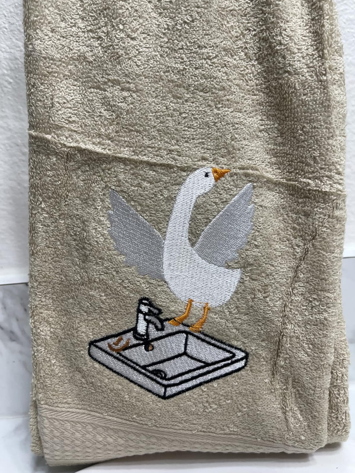 3 Pcs Silly Goose Hand Towels Geese Gifts Funny Bathroom Decor | Brown Farmhouse Decorative, 100% Cotton Embroidered Towels for Bathroom Kitchen Decor, 13.3 x 29.5'' customer photo 1