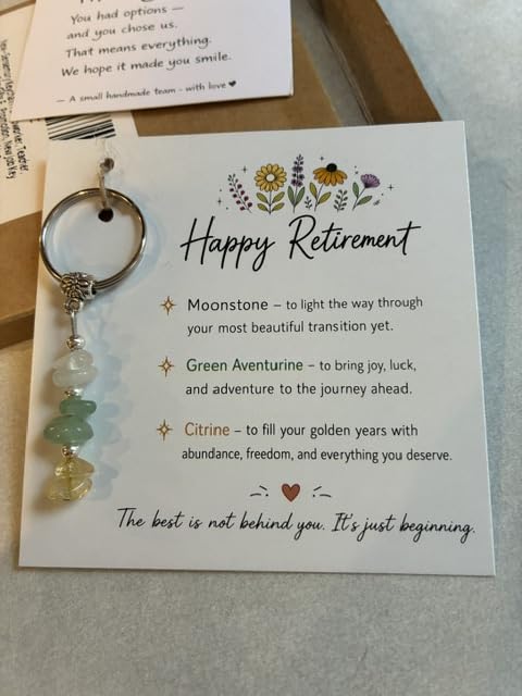 Retirement Gift For Woman, Keychain For Friend, Coworker, Teacher, Nurse | Made With 3 Types Of Genuine Stone Beads And Stainless Steel Ring, Lightweight 2.43 Inch Keychain, Includes Sentimental Card customer photo 2