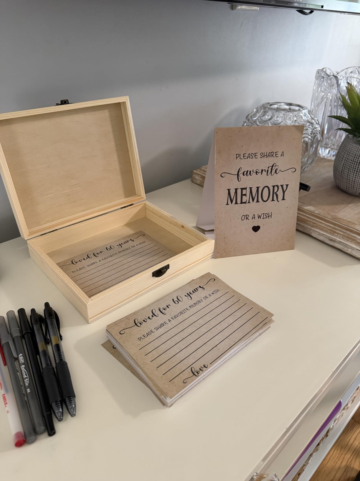 30th Birthday Party Share a Memory Set, 1996 Birthday Gifts, Wooden Share A Memory Box with Memory Sign and 50 Pcs Memory Cards customer photo 2