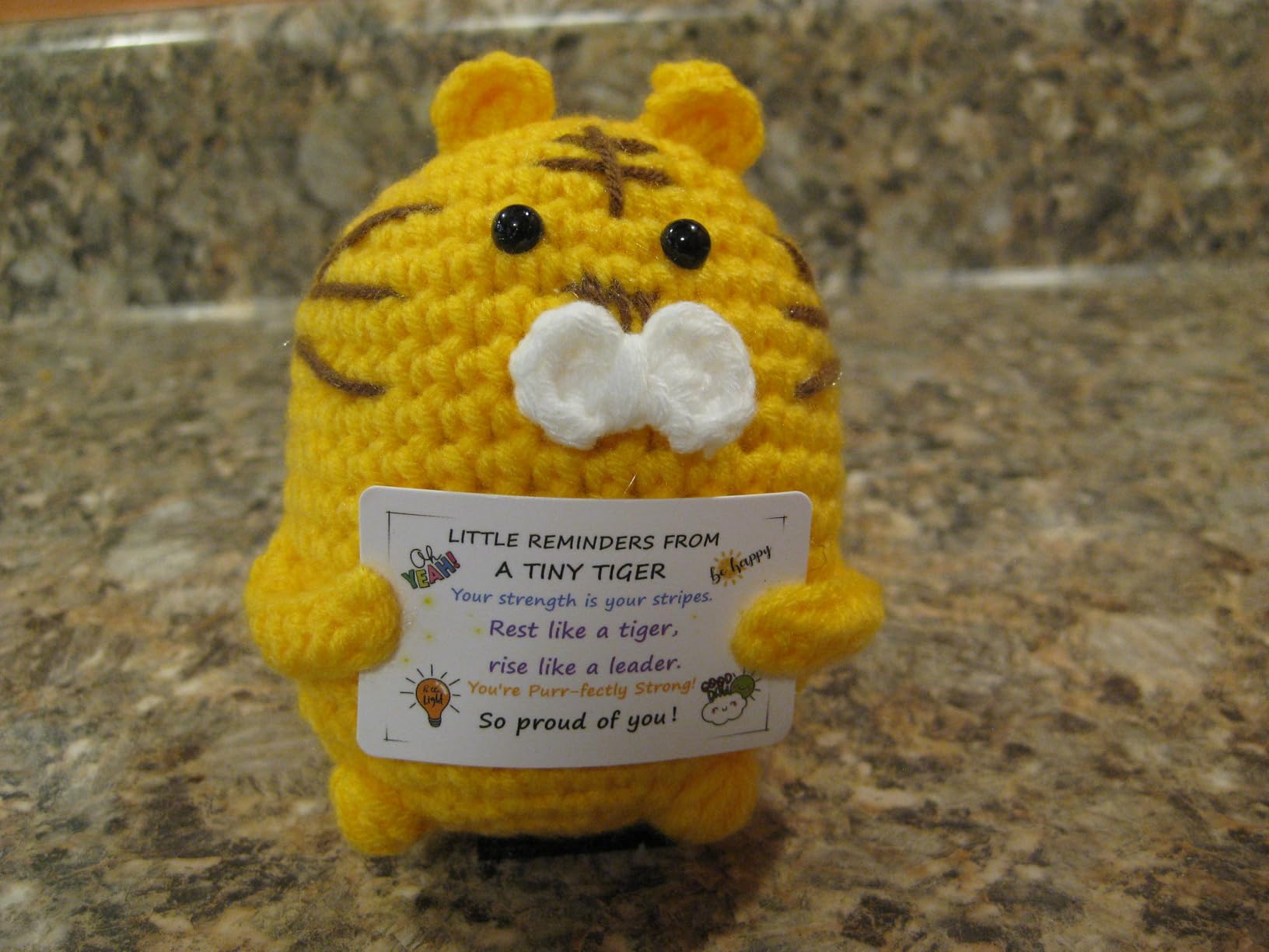 Positive Crochet Tiger Gift for Women Men, Inspirational Support Present | Emotional Cute Support Gift for Adult Teens, Uplifting Funny Desk Decor for Office Home, Appreciation Birthday Graduation customer photo 1