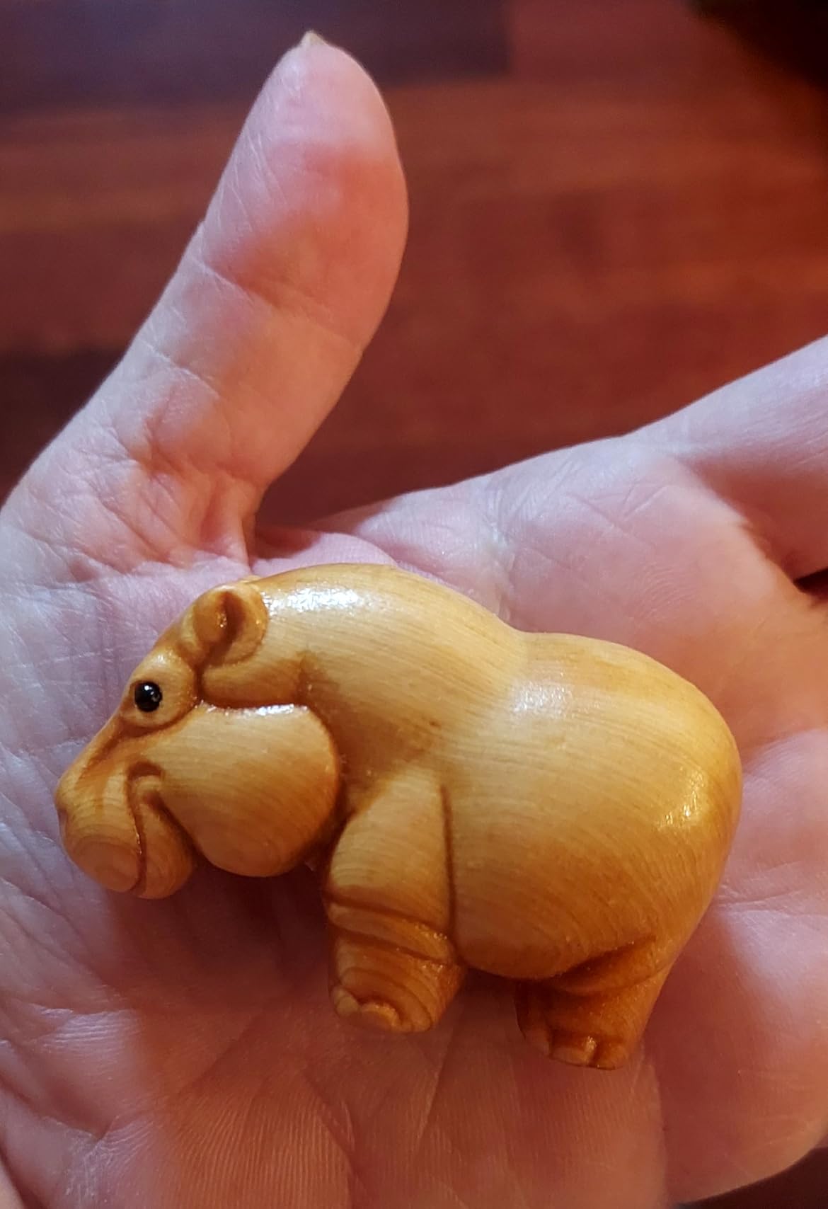 Natural Wood Hippo Figurines with Base, Wooden Hippopotamus Statues, Small Animal Decor for Desk & Home, Rustic Wood Ornament, Gift for Animal Lovers customer photo 2