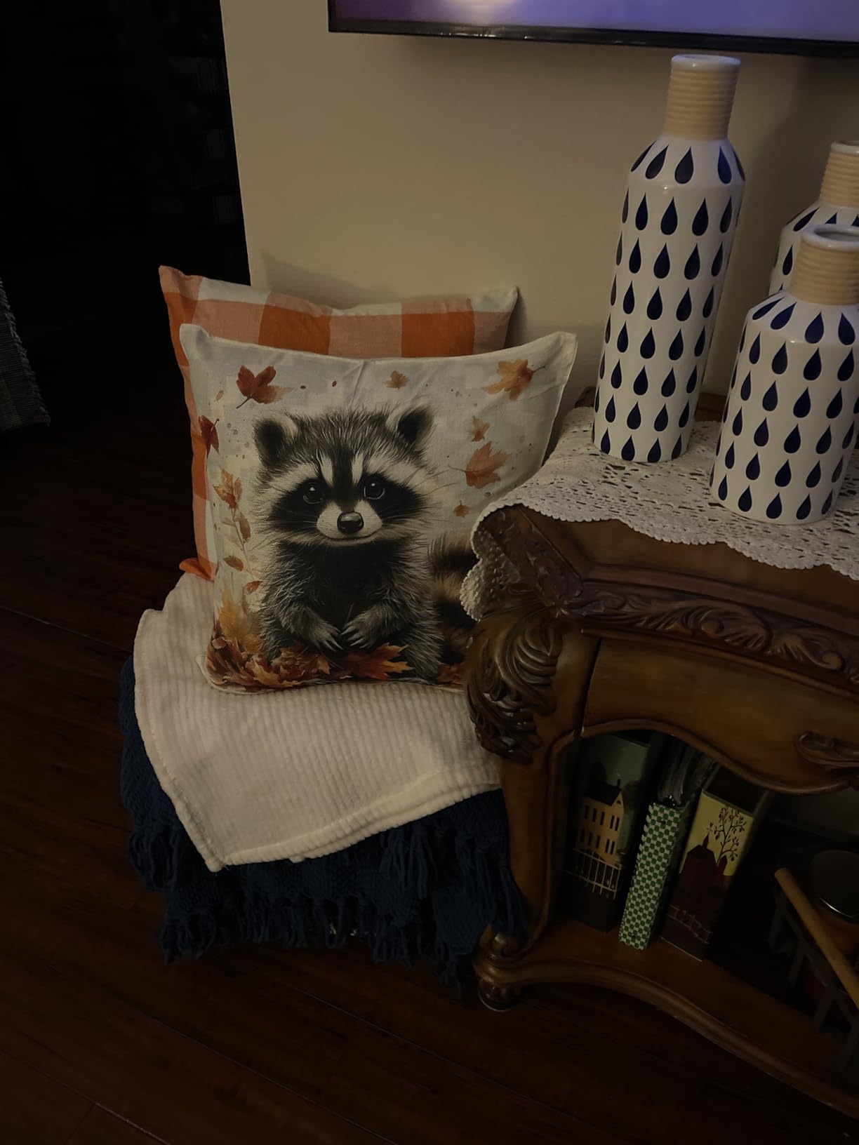 GAGEC Fall Pillow Covers 18x18 Inch Raccoon Maple Leaves Decorative Throw Pillow Covers Harvest Autumn Pillowcase for Farmhouse Home Sofa Living Room Decor customer photo 2