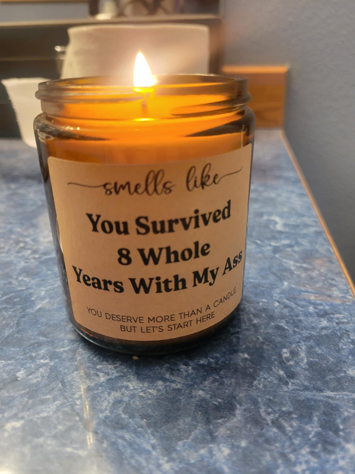GSPY 8 Year Anniversary, 8th, Bronze Anniversary Candle Gifts for Him, Her | 8th Wedding Anniversary Candle Gifts for Wife, Husband, Couple, Eight Year, Happy 8 Year Anniversary Presents for Men, Women customer photo 1
