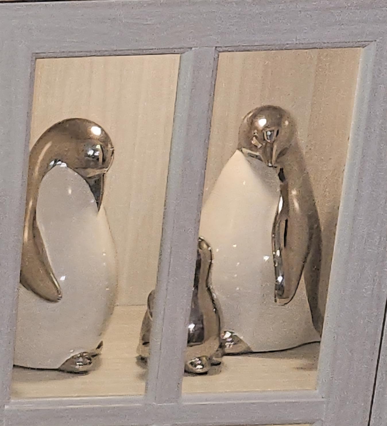 Set of 3 Ceramic Statues Aesthetic Abstract Penguins Sculpture Home Decor | Cute Modern Decorative Statue for Living Room, Bedroom, Office, Table Centerpiece (White Silver) customer photo 2