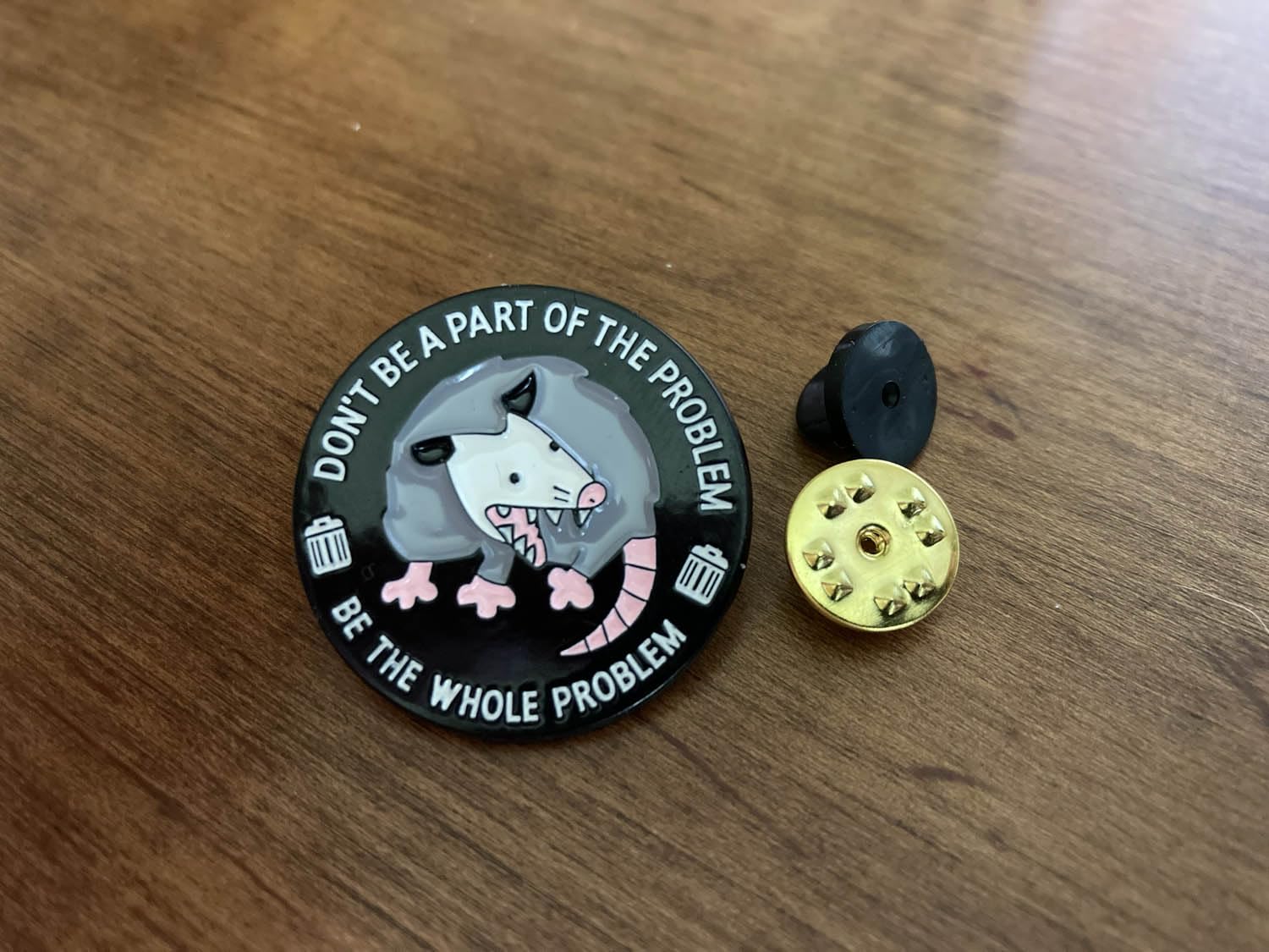 Problem Opossum Enamel Pin, Don't Be A Part Of The Problem Be The Whole Problem Lapel Pin, Funny Sarcastic Opossum Meme Brooch, Sassy Possum Dark Humor Lapel Badge Brooch, Gift For Sassy Sarcastic Person & Trash Eater Lover customer photo 2