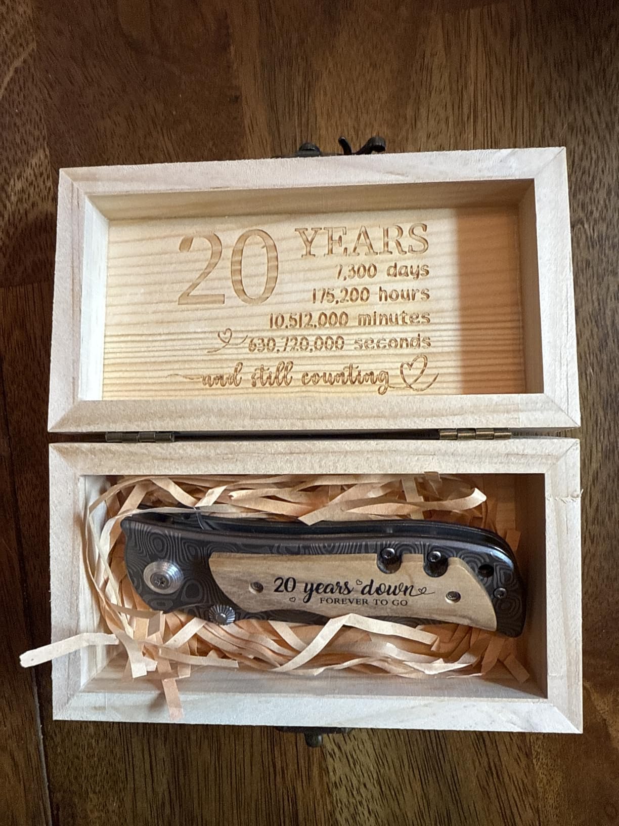 13 Years Anniversary Husband Engraved Folding Knife | 13 Years Engraved Wood Handle, Stainless Steel Blade, Wooden Gift Box Included, Anniversary Keepsake for Men customer photo 1