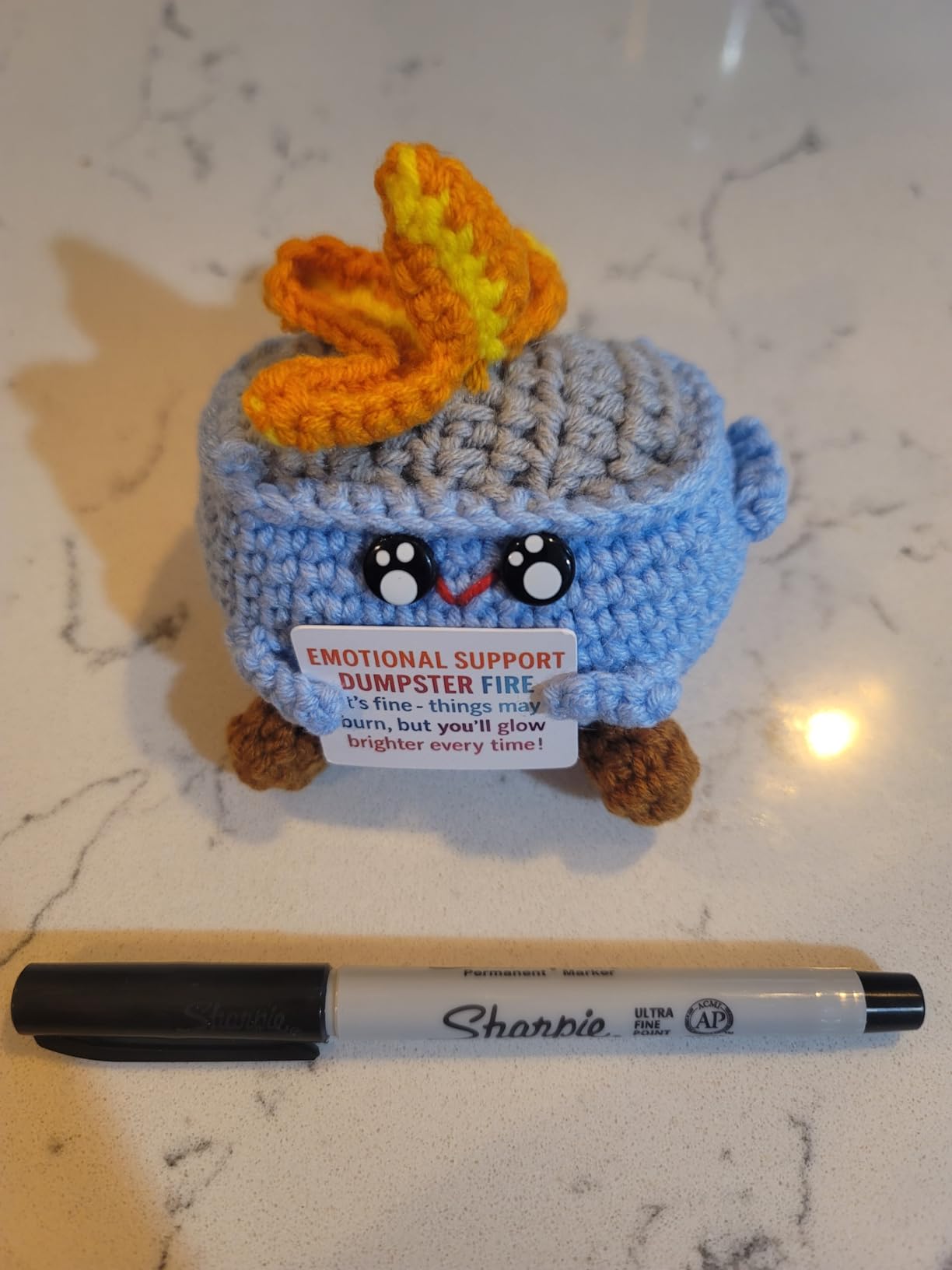Positive Crochet Animal Fox - Cute Handmade Emotional Support Gift, Valentine's & Galentine's Day Encouragement Decor for Women Men, Romantic Birthday Present for Girlfriend Boyfriend Friends Coworker customer photo 2