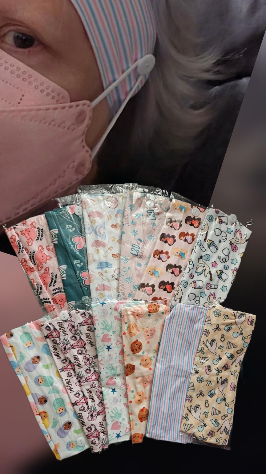12 Pcs Labor and Delivery Nurse Headbands for Women Non Slip Nursing Headband with Button for Mask Work Accessories Ear Protection Hair Band Gift for Nicu Obstetrics Nurse Doctor customer photo 2