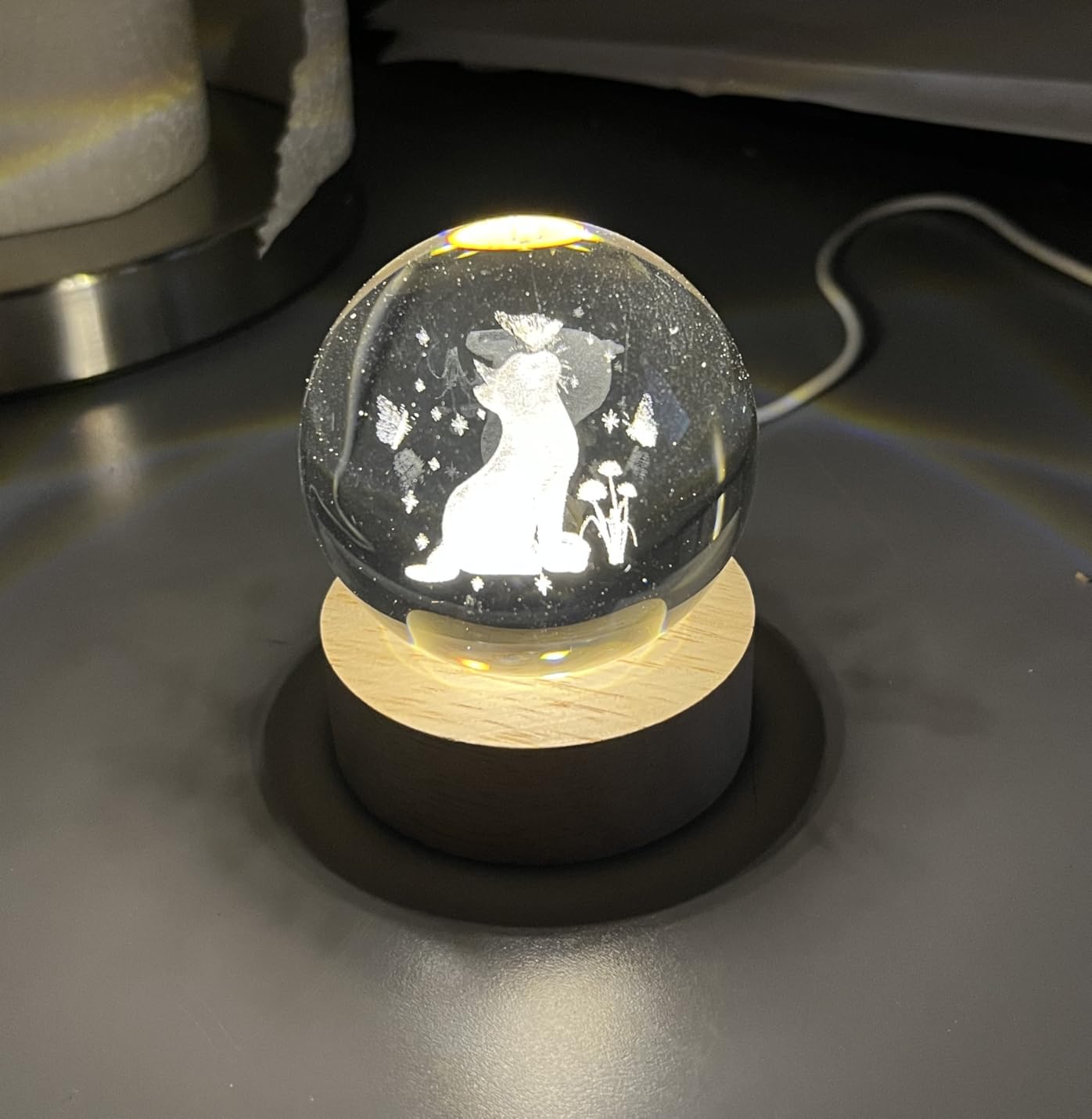 Wolves Gift 2.4In Crystal Ball Night Light - Soft LED Light for Bedroom Office Living Room customer photo 2