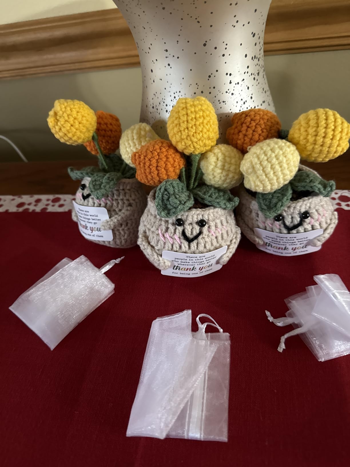 OASSIE Thank You Gifts for Women - Positive Emotional Support Crochet Tulip | Employee Appreciation Gifts for Coworkers, Nurse Teacher Friend Gift, Handmade Keepsake, Soft Yarn Texture, Home Office Decor customer photo 1