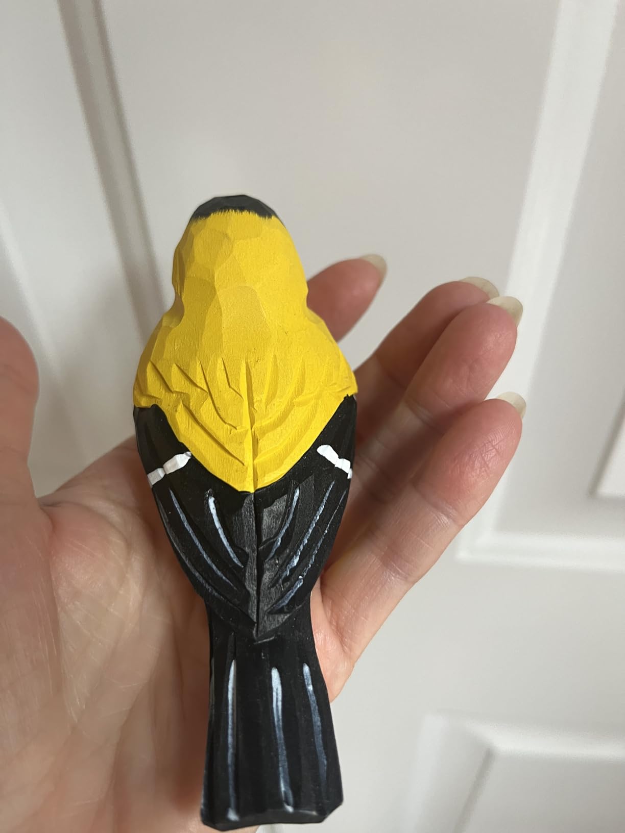 Handmade Wooden Goldfinch Figurine - Yellowbird Home Decor, Cute Wild Canary Knick-Knack for Bird Lovers, Unique Gift for Women, Mom, Friends - Rustic Nature Home Ornament customer photo 1