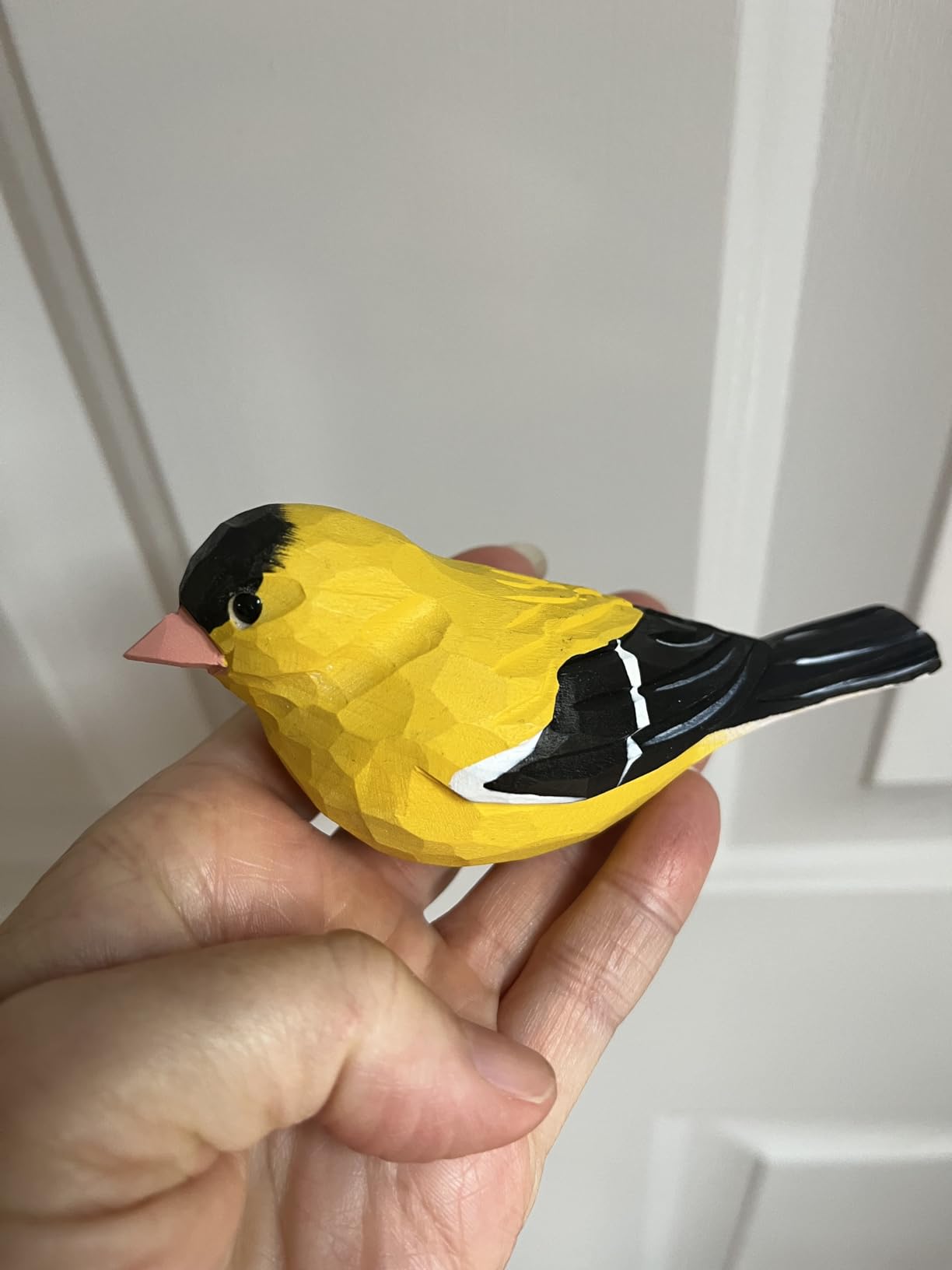 Handmade Wooden Goldfinch Figurine - Yellowbird Home Decor, Cute Wild Canary Knick-Knack for Bird Lovers, Unique Gift for Women, Mom, Friends - Rustic Nature Home Ornament customer photo 2