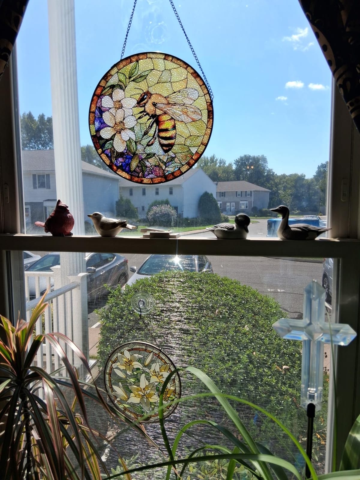 Stained Glass Window Hanging - Red Seven-Spotted Ladybug Sun Catcher for Door Home Decor Insect Suncatcher Christmas Mother's Day Birthday Gifts for Women Men Mom Nana 6.3 in customer photo 2