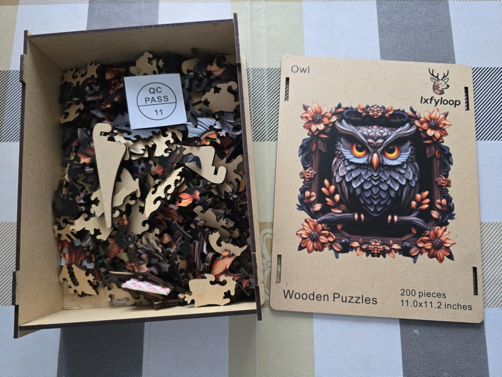Ixfyloop Wooden Puzzle 200Pcs Modernist Baboon Jigsaw Gift 11x11.2in | Modernist PopArt baboon design, 3MM thick Unique shape laser-cut pieces, wall decor, birthday & holiday gift, Family mindful Game customer photo 1