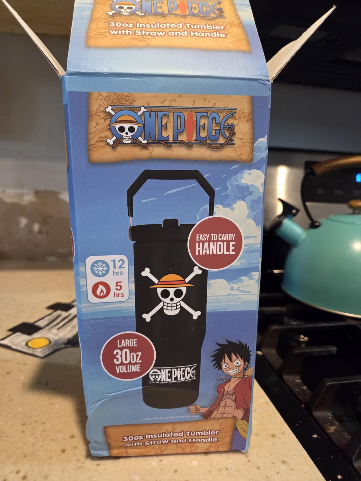 Get Trend One Piece Tumbler with Straw 30oz Kids Teens Insulated Cup with Lid Handle Travel Mug Cups with Lids for School Sports Anime Gifts for Kids (Black One Piece) customer photo 2