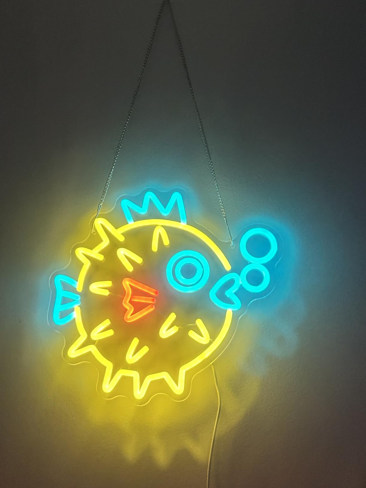 Pufferfish Neon Sign for Wall Decor Cute Ocean Fish Led Neon Light Cute Puffer Fish Neon Light for Bedroom Aquarium Restaurant Fish lover customer photo 1