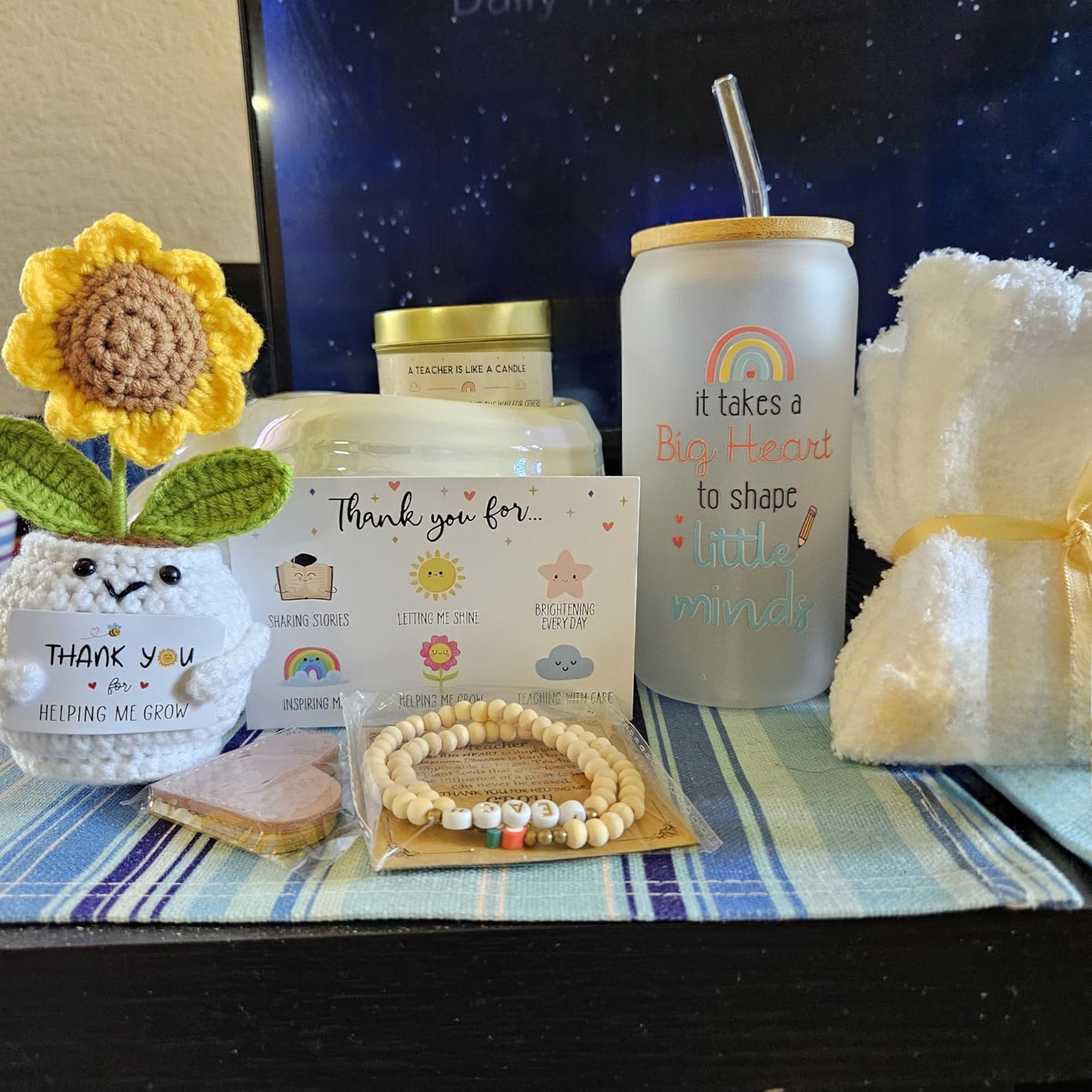 Teacher Gifts for Women, Back to School Teacher Gifts first day of school | Teacher Appreciation Gift, Thank You Gift Bulk Basket End of Year for Thanksgiving with 16oz Glass Cup customer photo 2