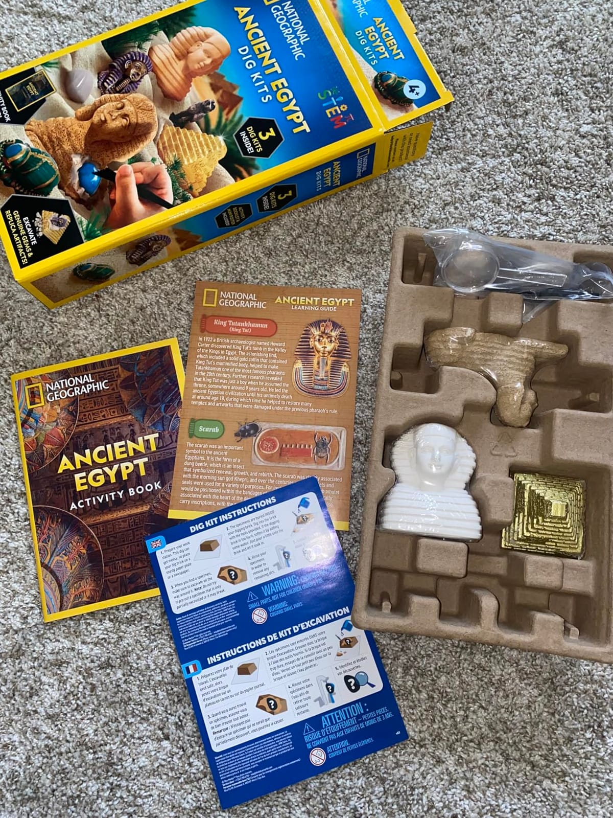 National Geographic Ancient Egypt Dig Kit with Gems and Replica Artifacts | Pyramid, Sphinx & Pharaoh Dig Bricks, Real Gemstones, Replica Artifacts, Excavation Tools, Archaeology Activity customer photo 2