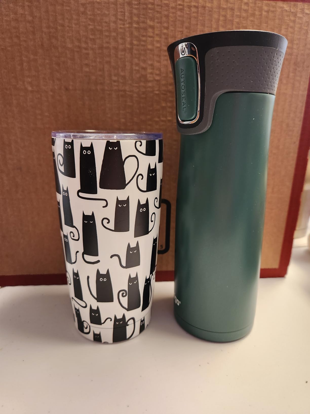 Cute Cat 20 oz Tumbler, Funny Cats Stainless Steel Insulated Water Bottle | Cats Themed Insulated Travel Coffee Mugs, Cat Lover Gifts customer photo 1