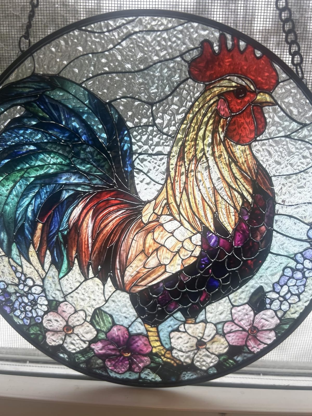 8 Inch Stained Glass Suncatcher Ornament, DOUHASU Crow Sun Catchers Indoor Window, Stained Glass Window Hanging, Home Decor, Bird Lovers Gifts for Women, Men customer photo 1