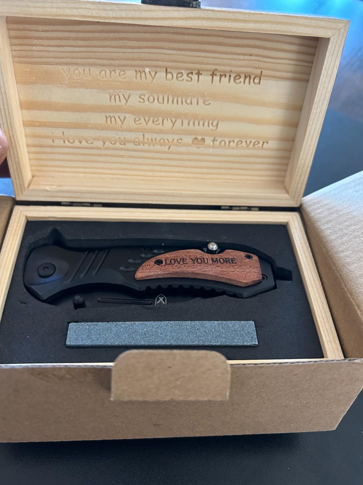 Titorld 1 Year Anniversary Paper Gifts for Boyfriend, 1st Anniversary Present for Men Him Husband, First Year Marriage Keepsake, Wedding Date Engraved Pocket Knife with Gift Box 7.8 Inch customer photo 2