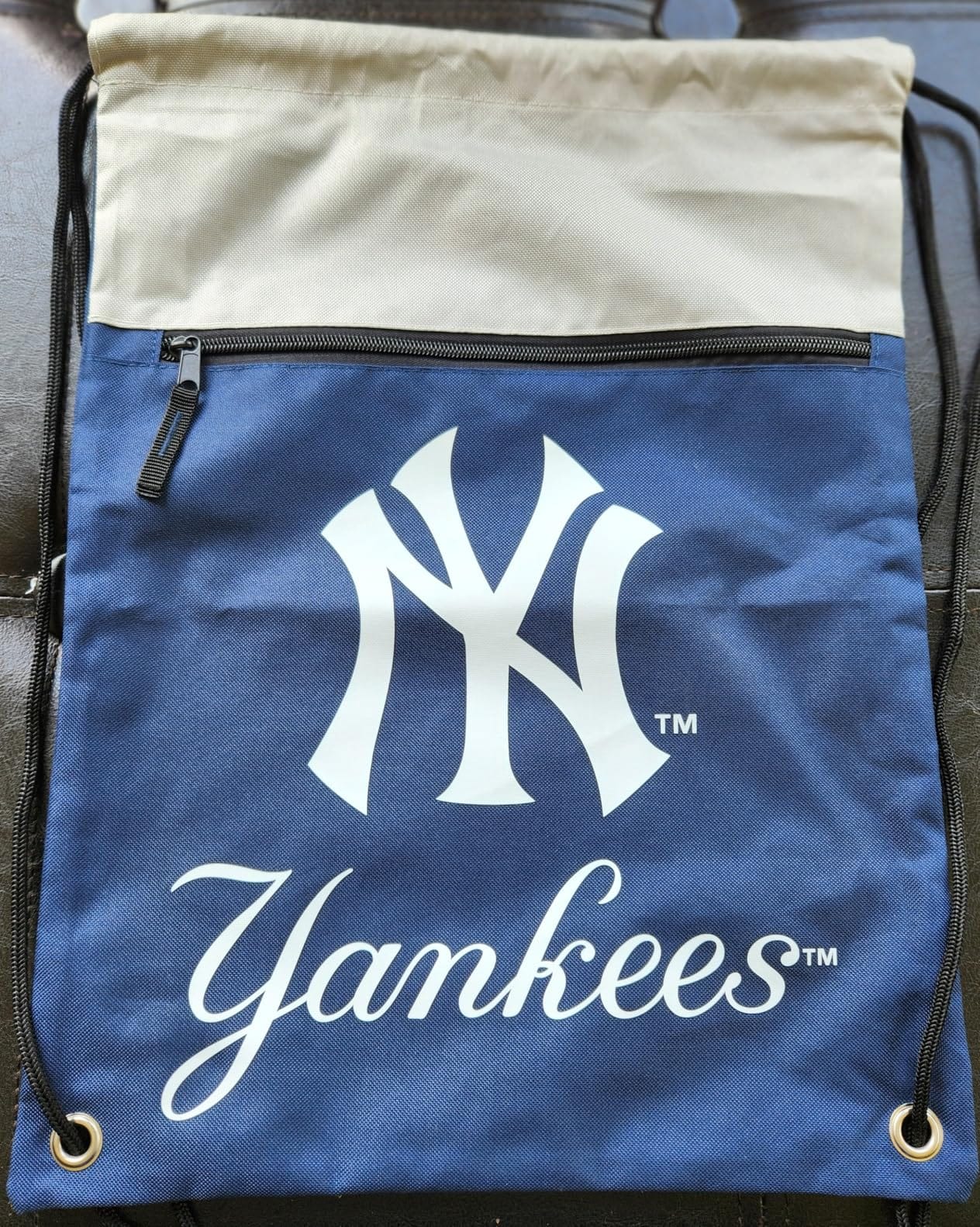 MLB Officially Licensed Unisex Team Color Baseball Primary Logo Wordmark Drawstring Backpack With Zippered Pocket customer photo 1