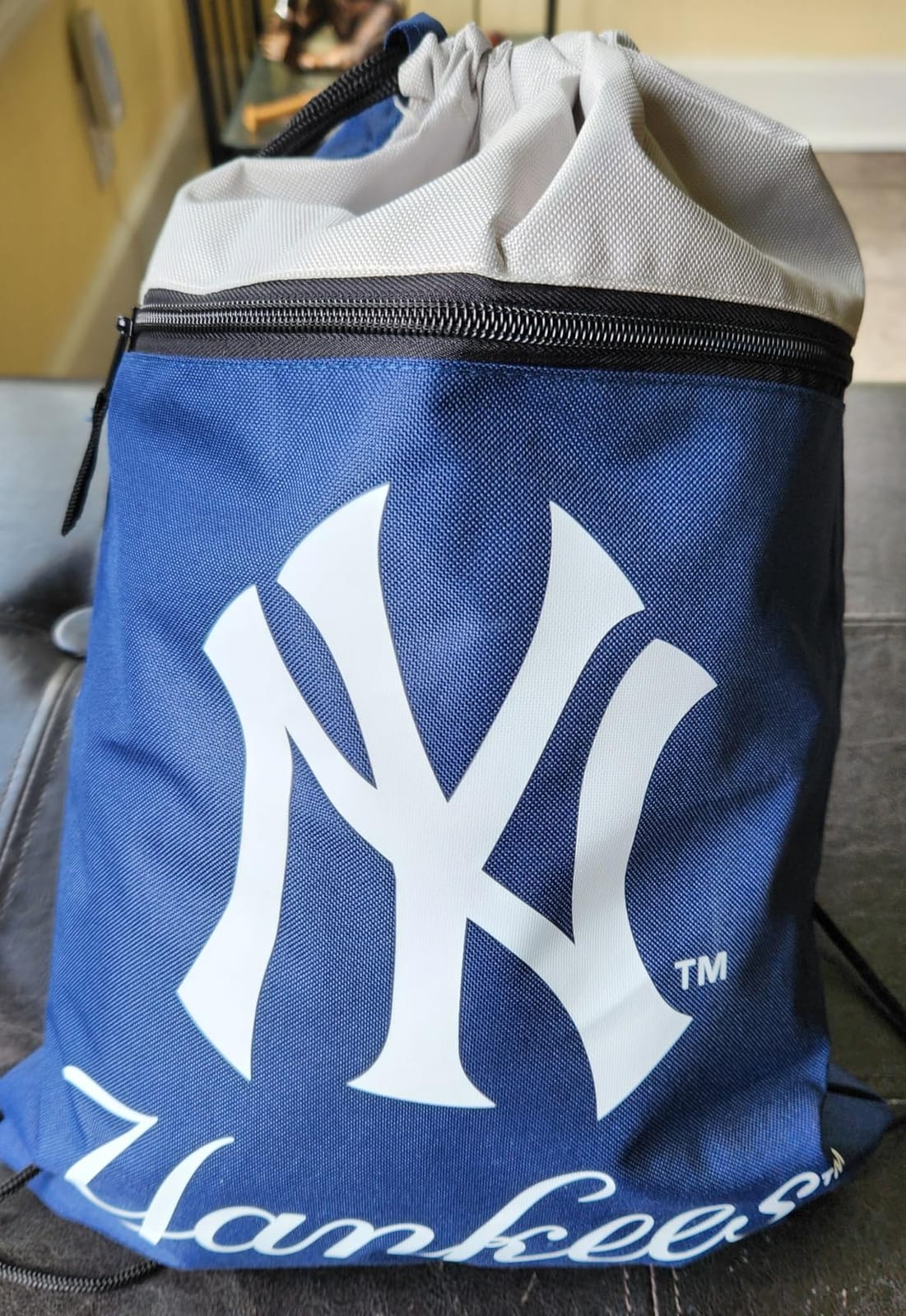 MLB Officially Licensed Unisex Team Color Baseball Primary Logo Wordmark Drawstring Backpack With Zippered Pocket customer photo 2