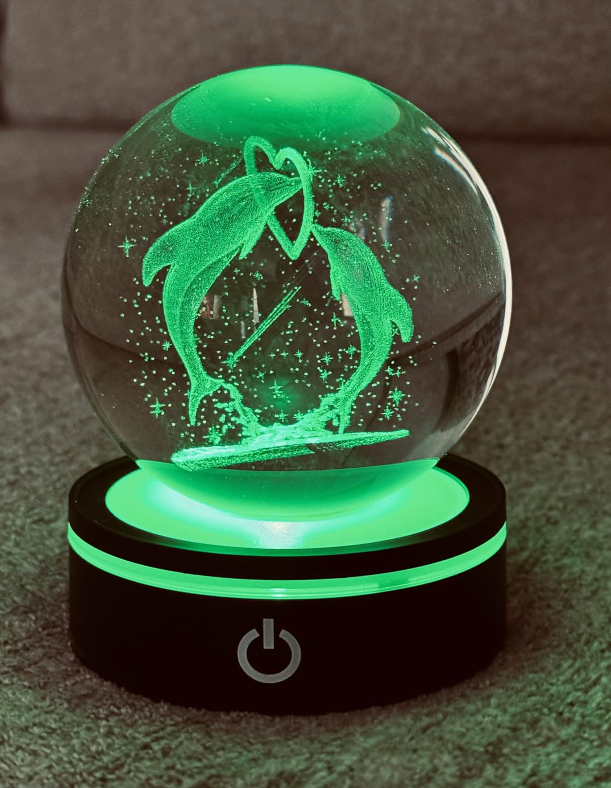 3D Seahorse Crystal Ball Figurine with LED Base, Seahorse Gifts for Women Men on Christmas Birthday, Glass Sea Horse Decor Globe Night Light for Home Office customer photo 2