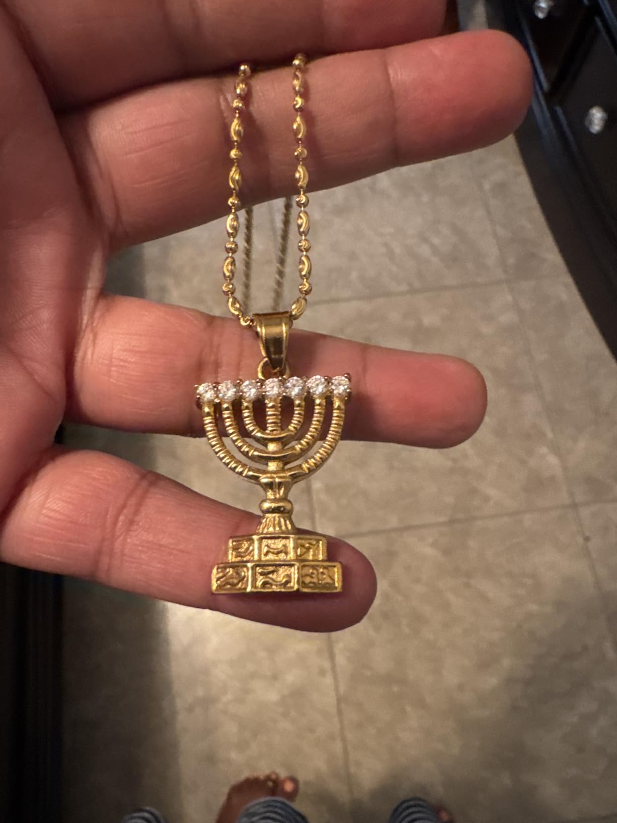Menorah 7 Branch Necklace for Men, with 22
