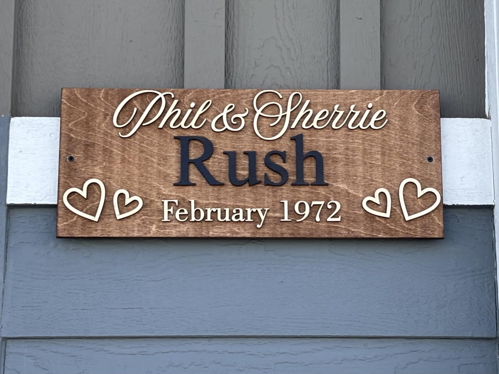 Custom Family Name Sign | Personalized Wooden Wedding Gift | Rustic Last Name Wood Plaque | Established Date Sign | Anniversary (Brown Style) customer photo 2