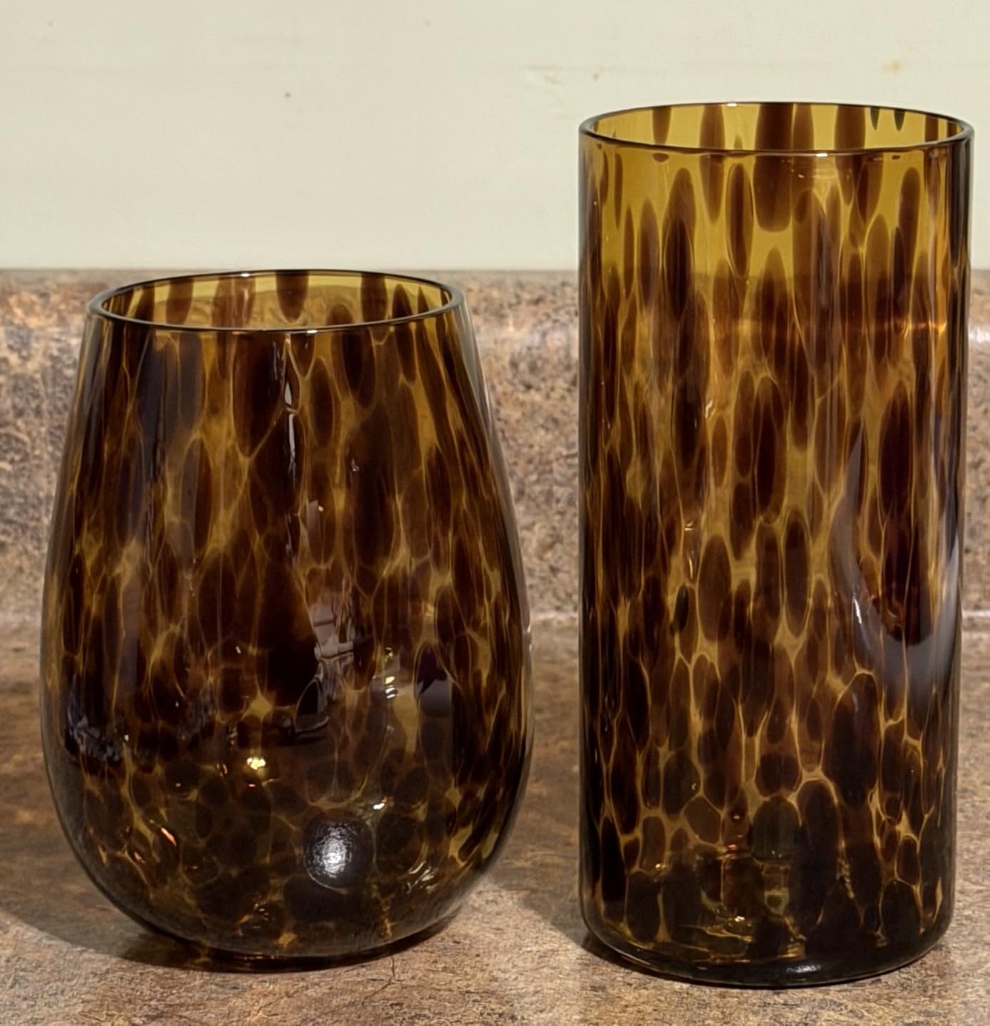 Joseph Sedgh Collection Tortoise Shell Highball Glass Set of 4 - 14.54 oz Borosilicate Cocktail & Water Glasses - Durable, Lead-Free, Dishwasher Safe - Elegant Gift Packaging customer photo 1