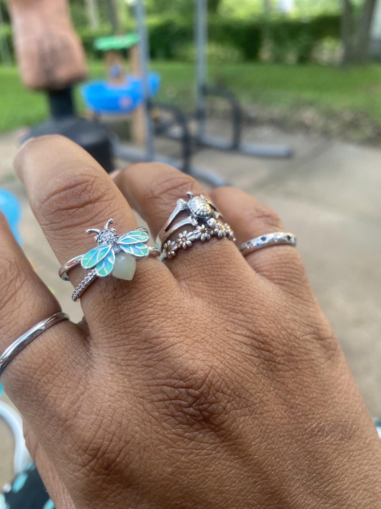 Hapour 925 Sterling Silver Rings for Women Firefly Ring, Glow in the Dark customer photo 1