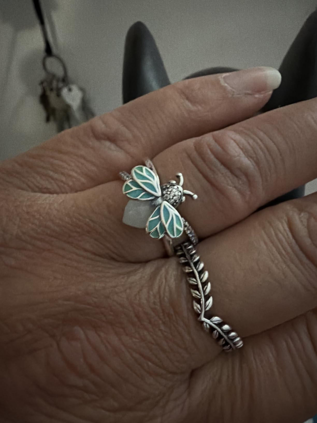 Hapour 925 Sterling Silver Rings for Women Firefly Ring, Glow in the Dark customer photo 2