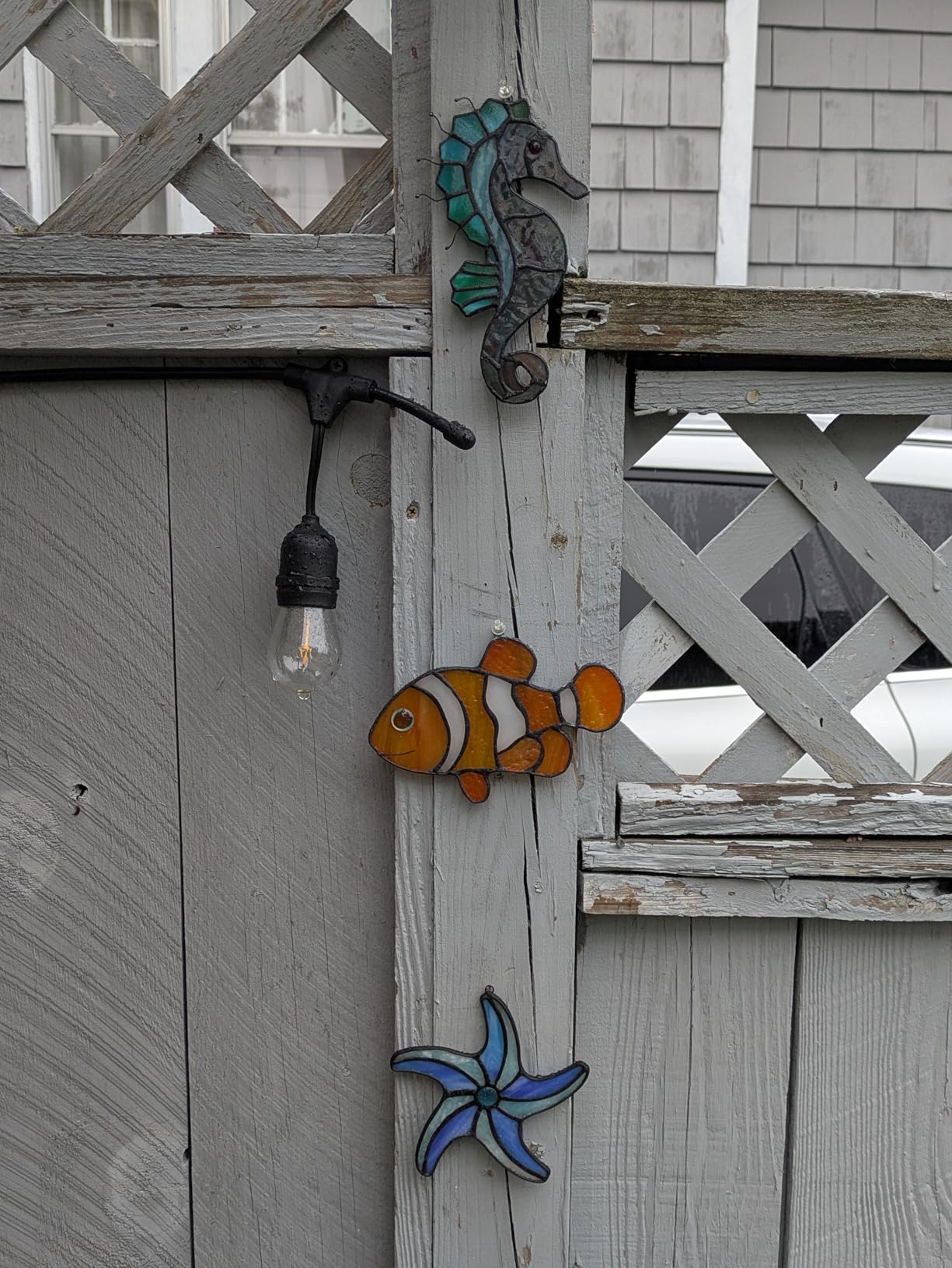 Stained Glass Clownfish Decor Suncatcher Ornament, Ocean Beach Theme Window Hanging for Clownfish Lovers, Handmade Sea Life Sun Catcher, Beach Collection Gifts, 6.3x4.1 inches customer photo 1