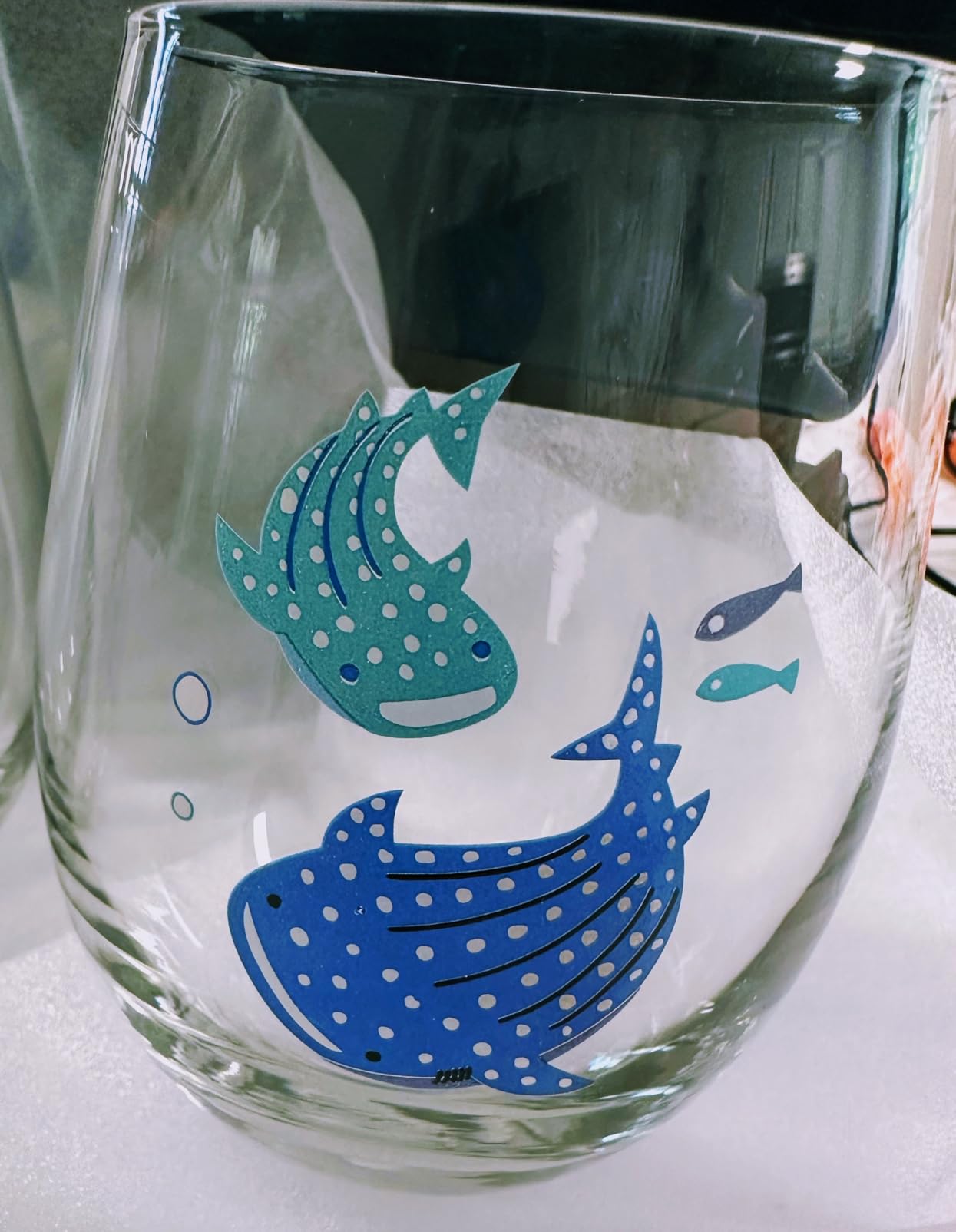 Japanese Whale Shark Glass Tumbler Set - 17.9 fl oz (530 ml) - Made in Japan, Ocean Design, Gift Boxed, Set of 2 customer photo 1