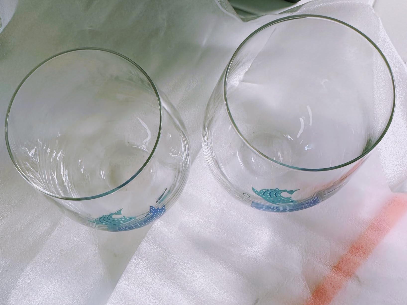 Japanese Whale Shark Glass Tumbler Set - 17.9 fl oz (530 ml) - Made in Japan, Ocean Design, Gift Boxed, Set of 2 customer photo 2
