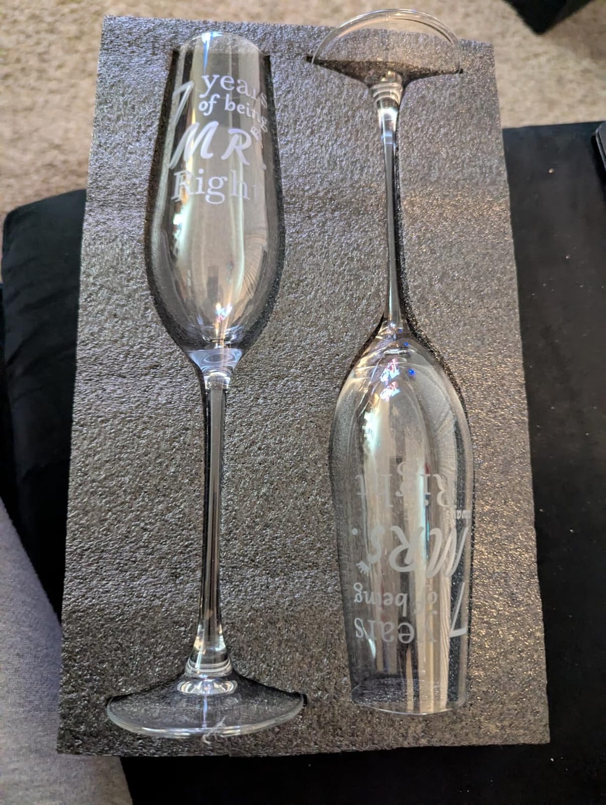 15 Year Anniversary Champagne Flutes Set of 2 with Gift Box Packaging customer photo 2