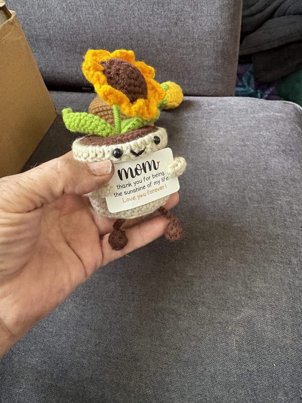 AceThrills Nanny Gifts, Nanny Birthday Gifts - Handmade Crochet Funny Cute Sunflower, Gifts for Nanny from Grandchildren, Present for Nanny on Birthday Christmas Mother's Day customer photo 1
