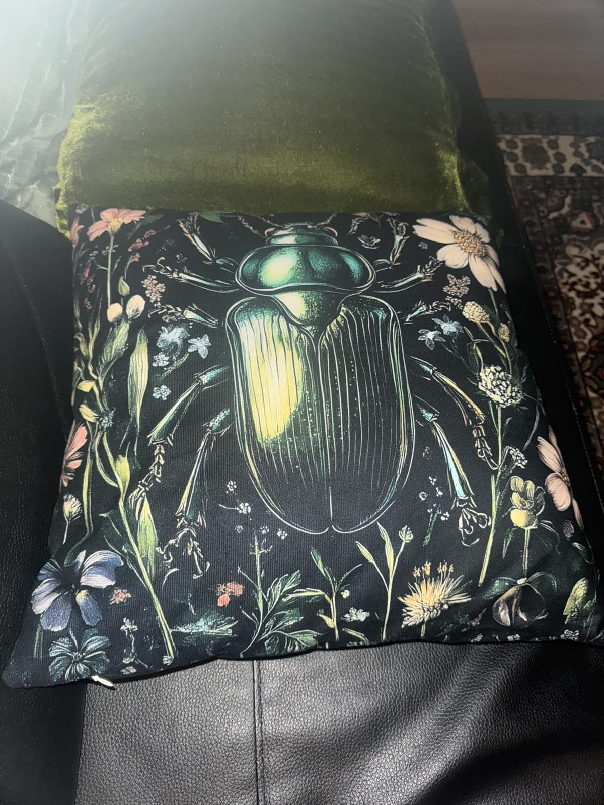 William Morris Inspired Vintage Floral Beetle Cicada Insect Pillow Covers 18x18 Set of 2, Nature Lover Gifts, Cottagecore Art Nouveau Insect Nature Decor Pillow Covers for Home Living Room Bedroom customer photo 2